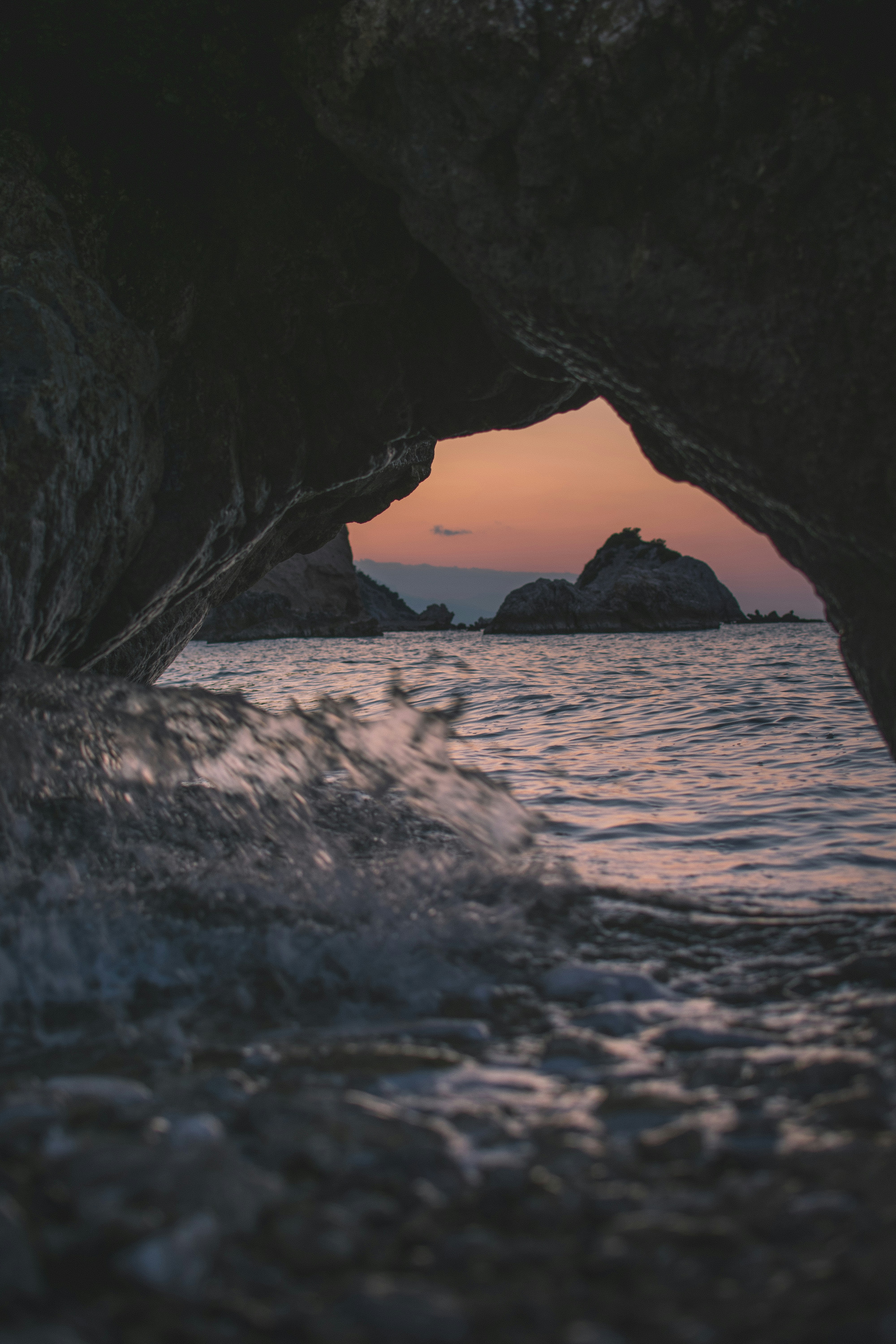 Sea Cave View at Sunset