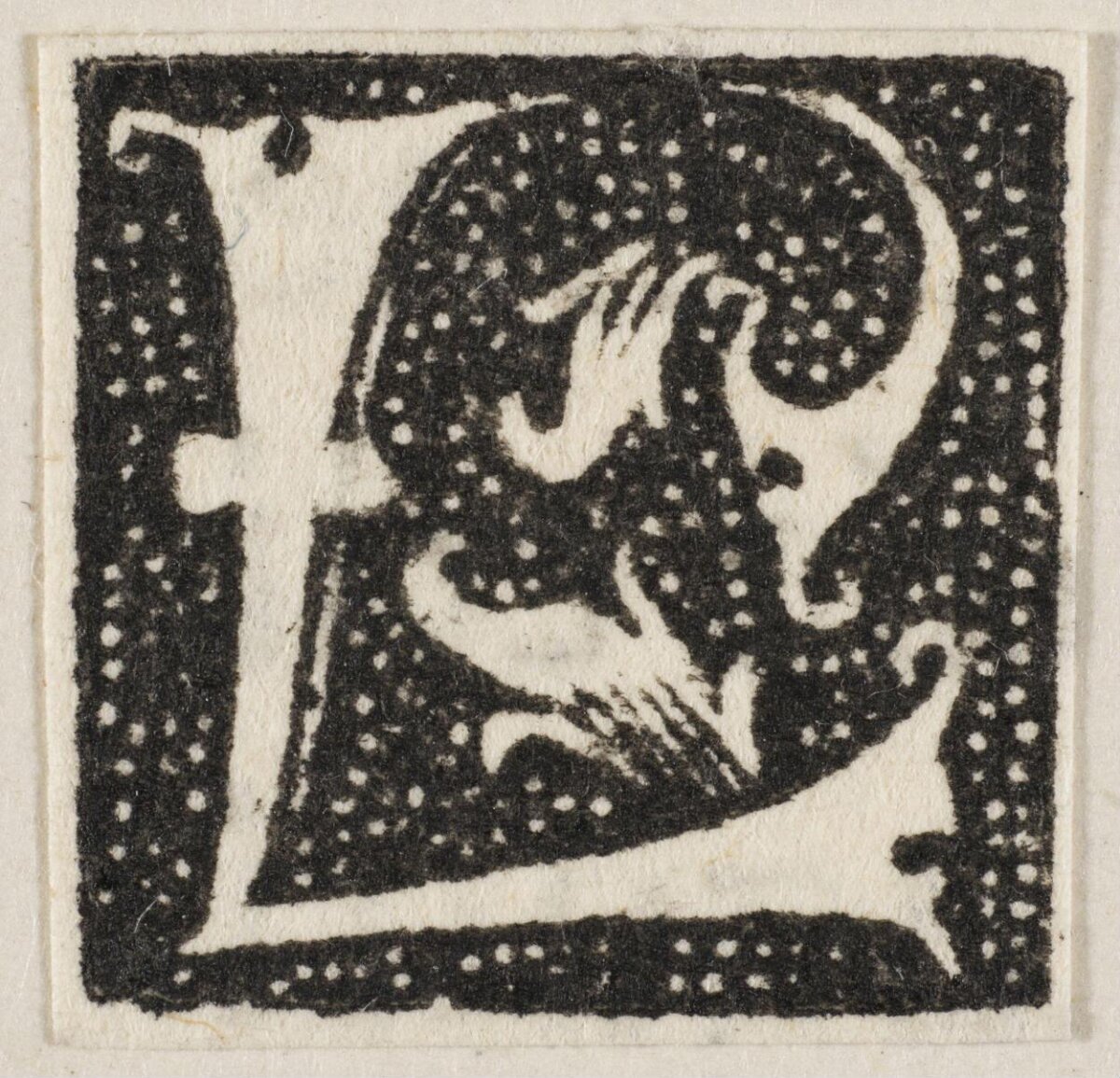 Woodcut Initial R with Ram