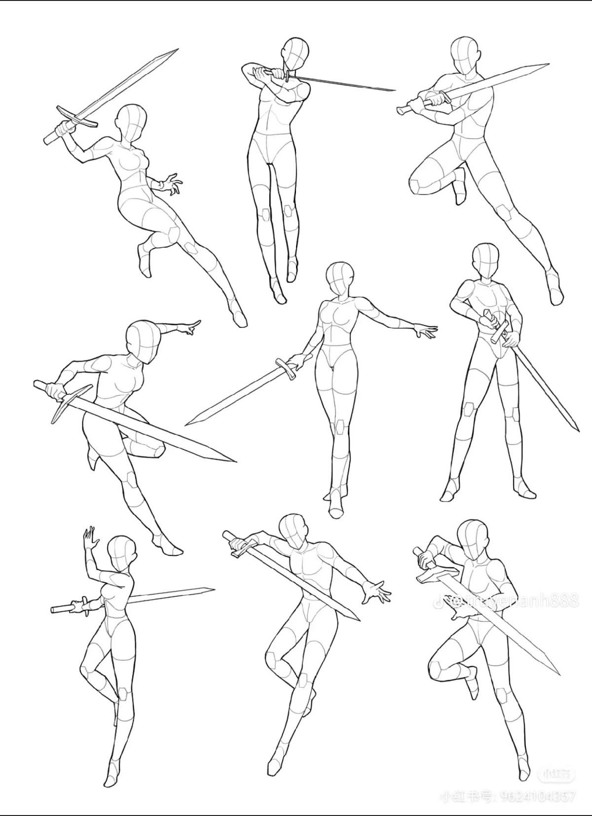 Sword Fighting Pose Sketches