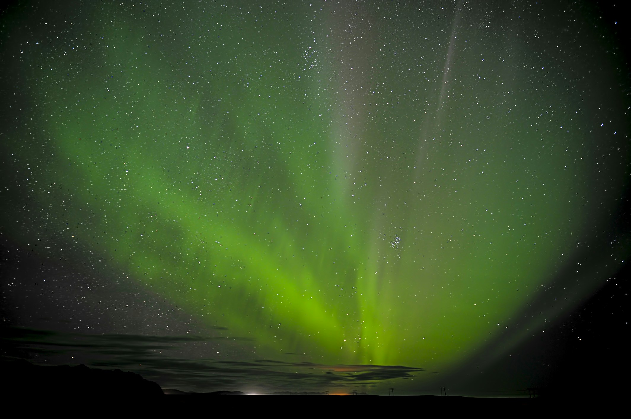 Green Aurora over Night Sky