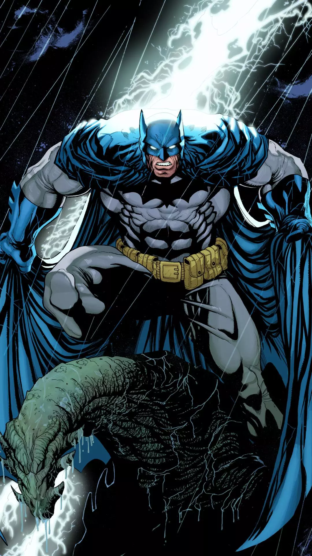 Batman Stands Over Defeated Killer Croc