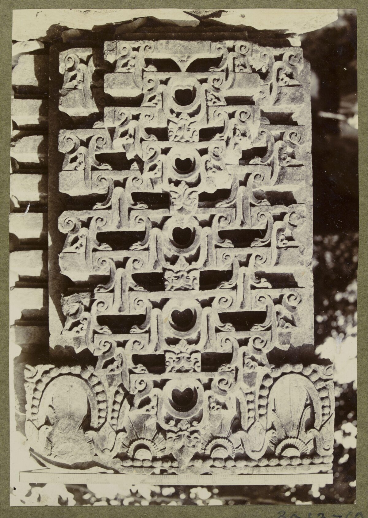 Old Photo of Stone Carving Relief