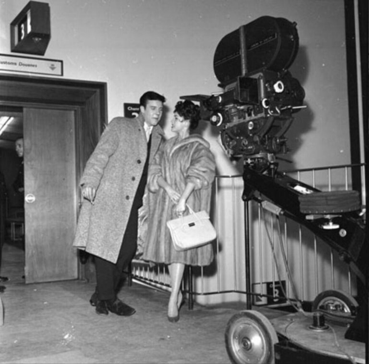 Two Actors On A Vintage Film Set