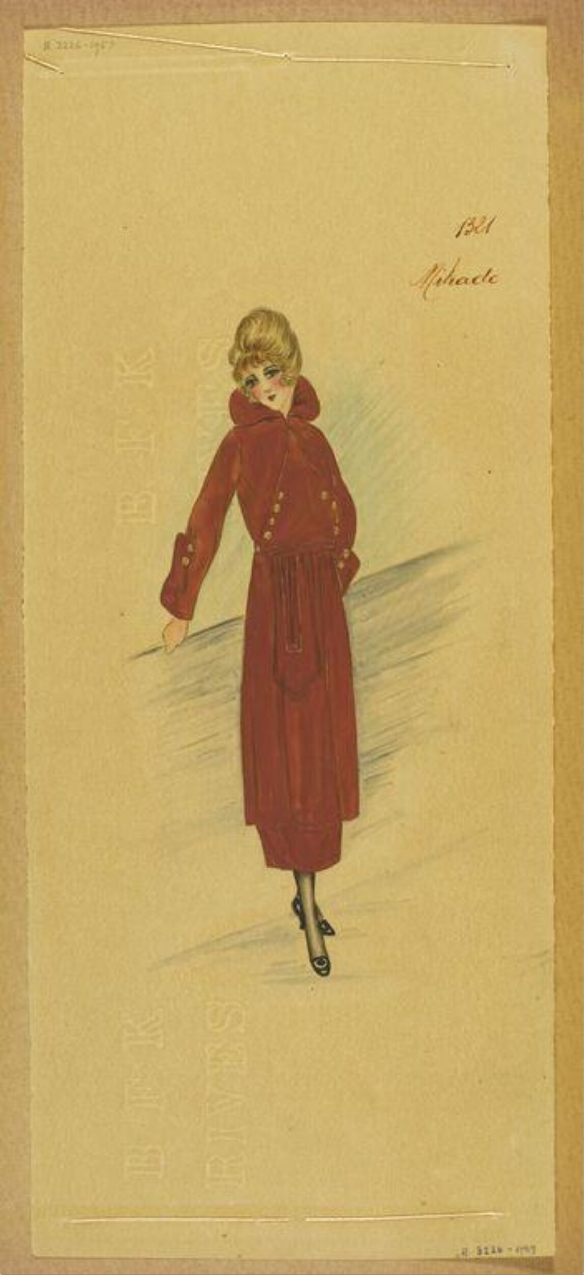Vintage Red Coat Fashion Illustration