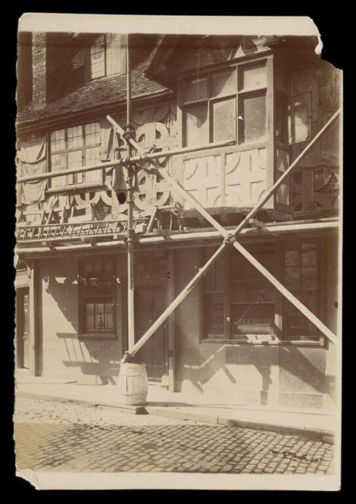 Vintage Half-timbered Building with Scaffolding