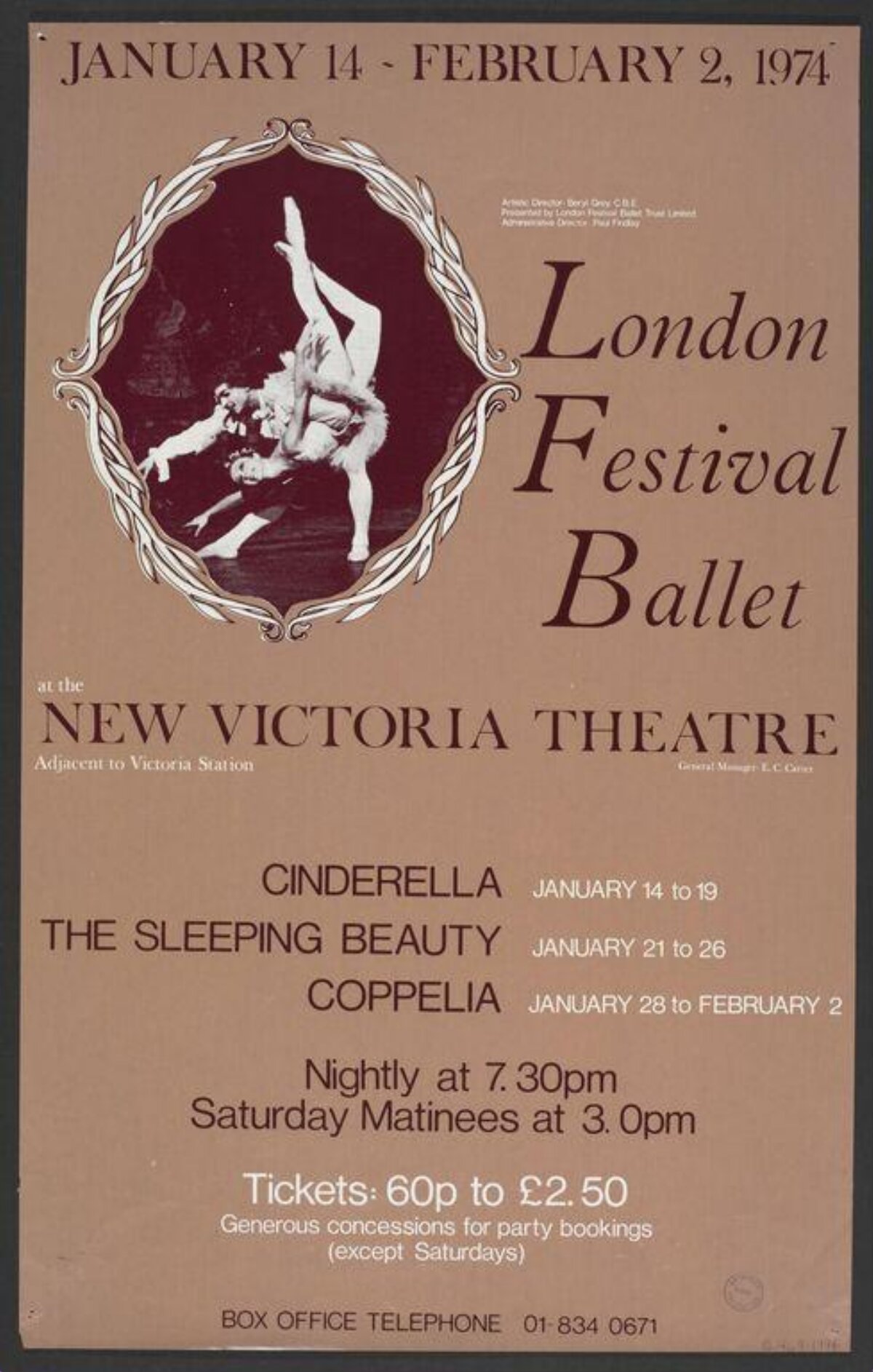 1974 London Festival Ballet Performance Poster