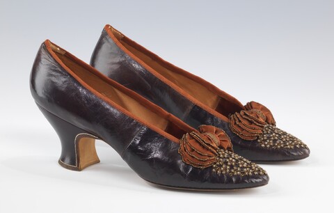 Vintage Beaded Dark Brown High Heels