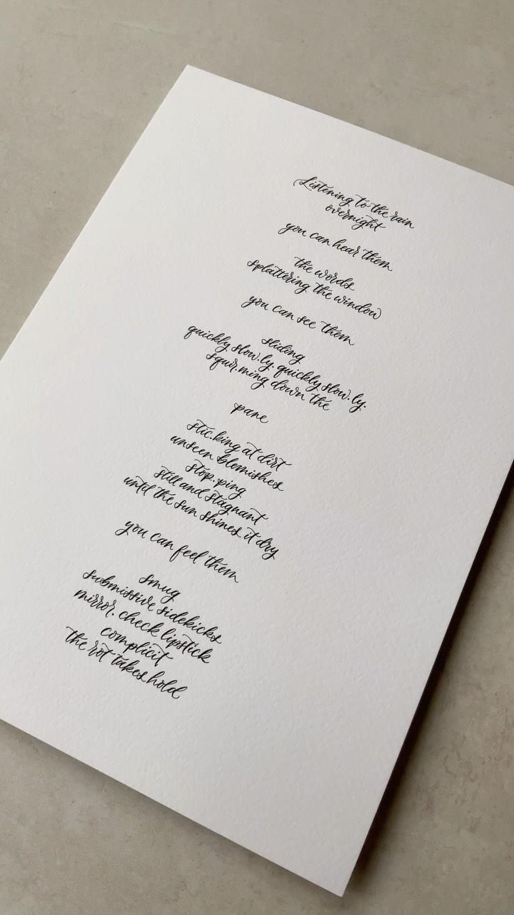 Handwritten Calligraphy Poem on Paper