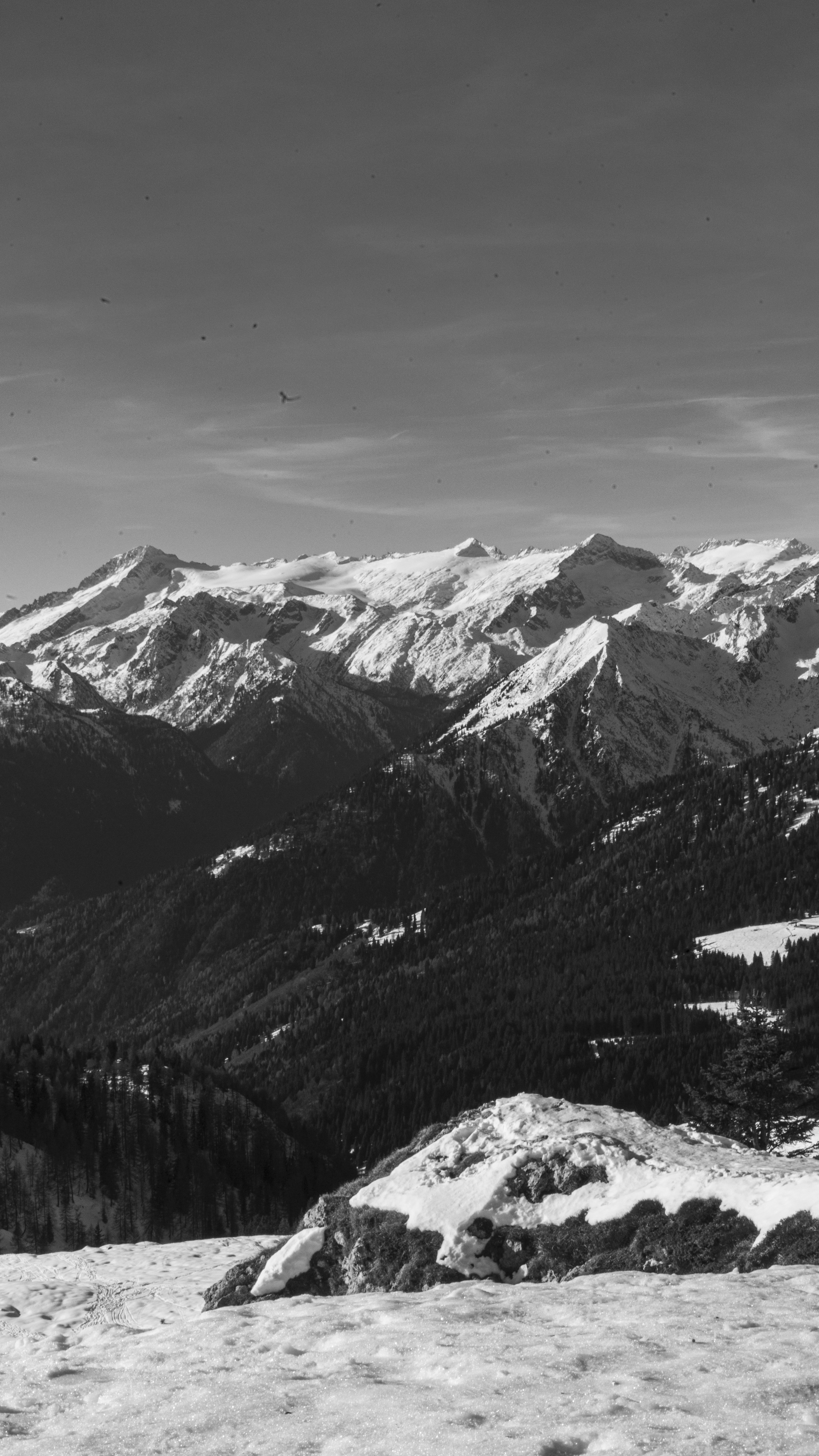 Black and White Snowy Mountain Landscape
