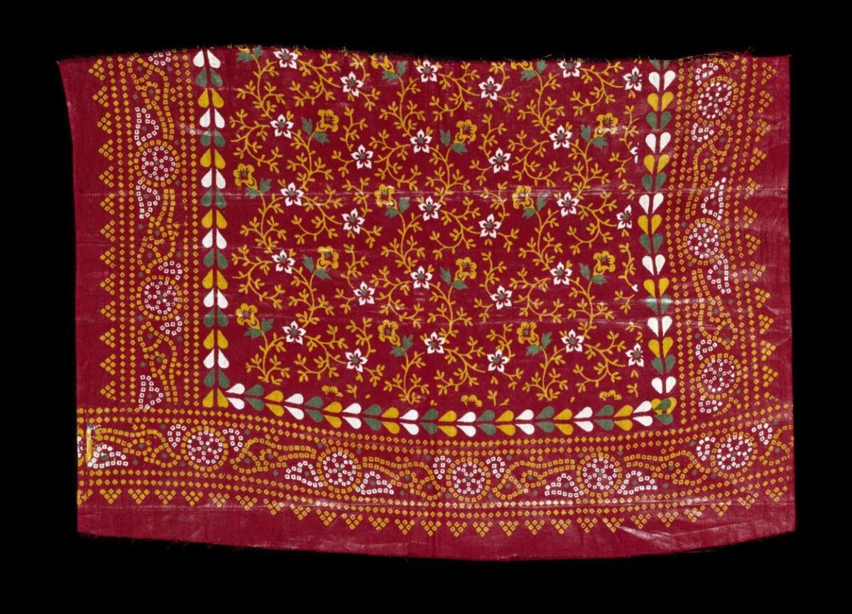 Traditional Red Printed Floral Textile
