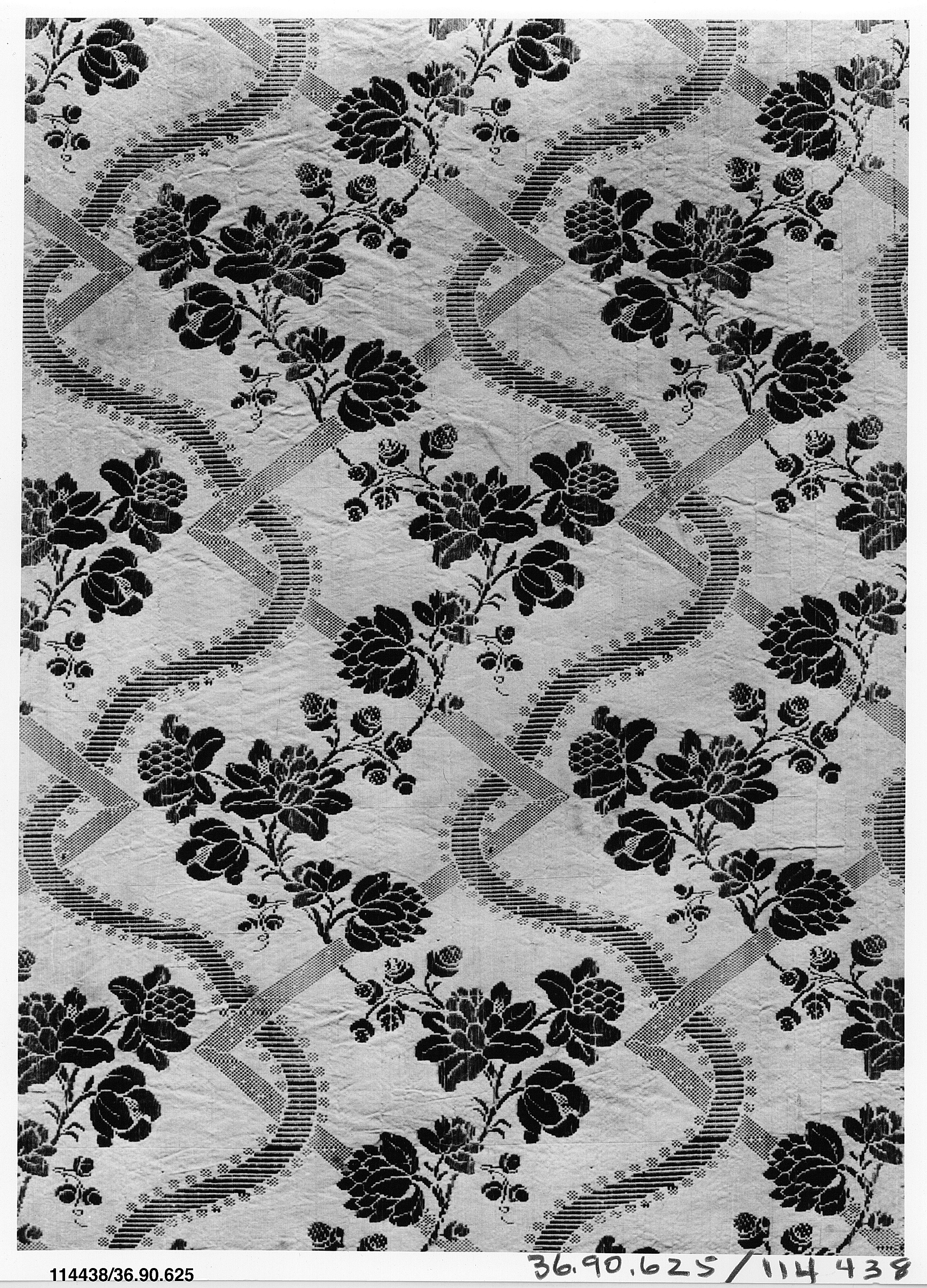 Black and White Floral Woven Textile