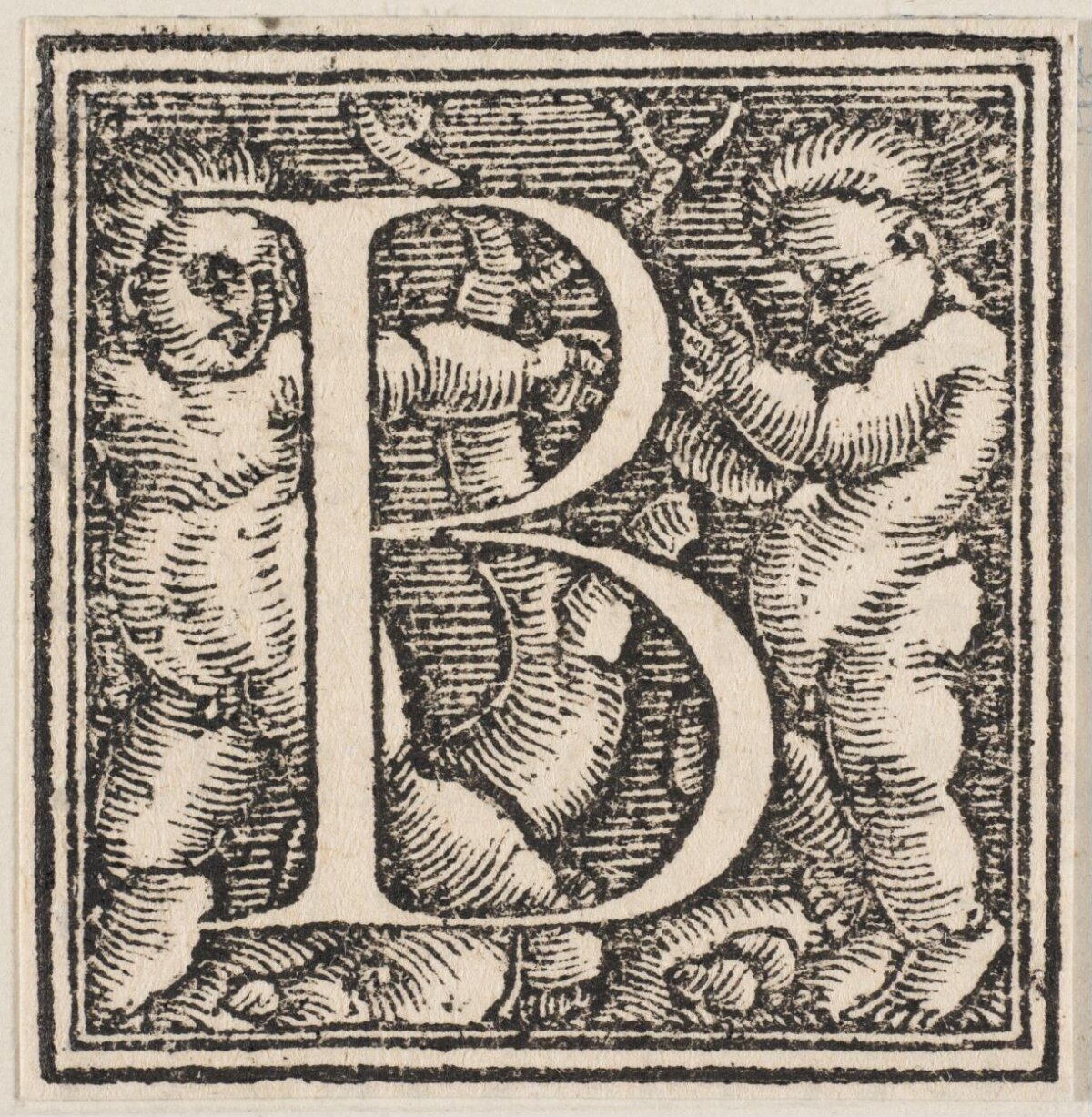 Woodcut Decorated Initial B