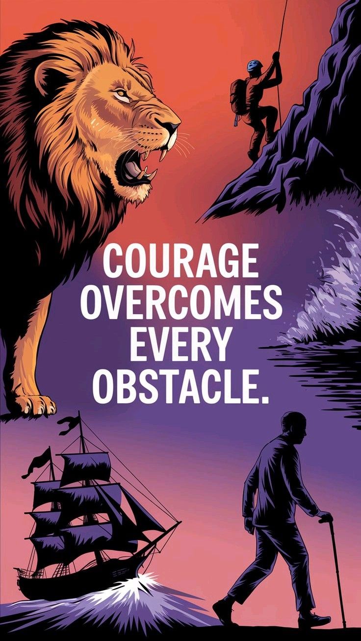 Courage Over Obstacles Motivational Poster