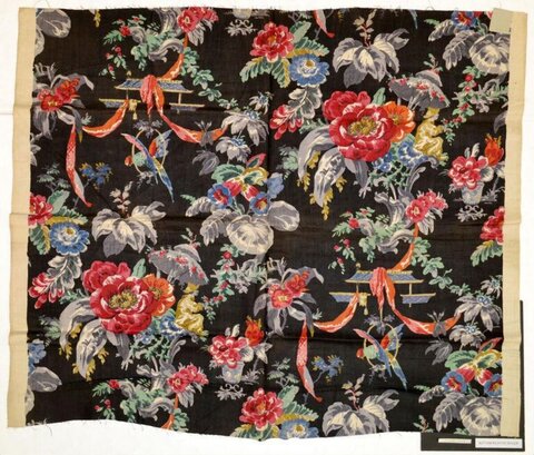 Black Background Floral Print Textile