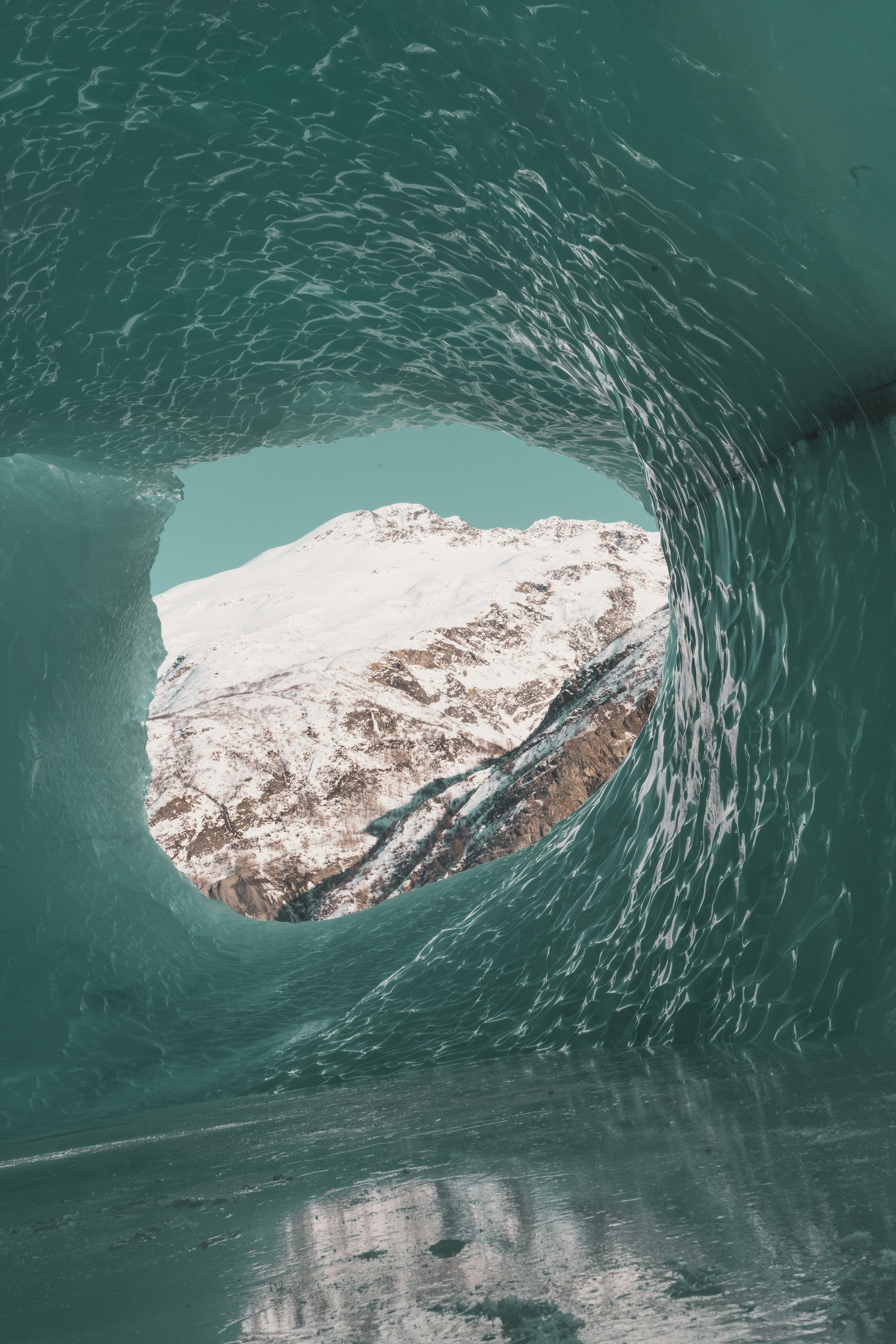 Glacier Cave View of Snow Mountain