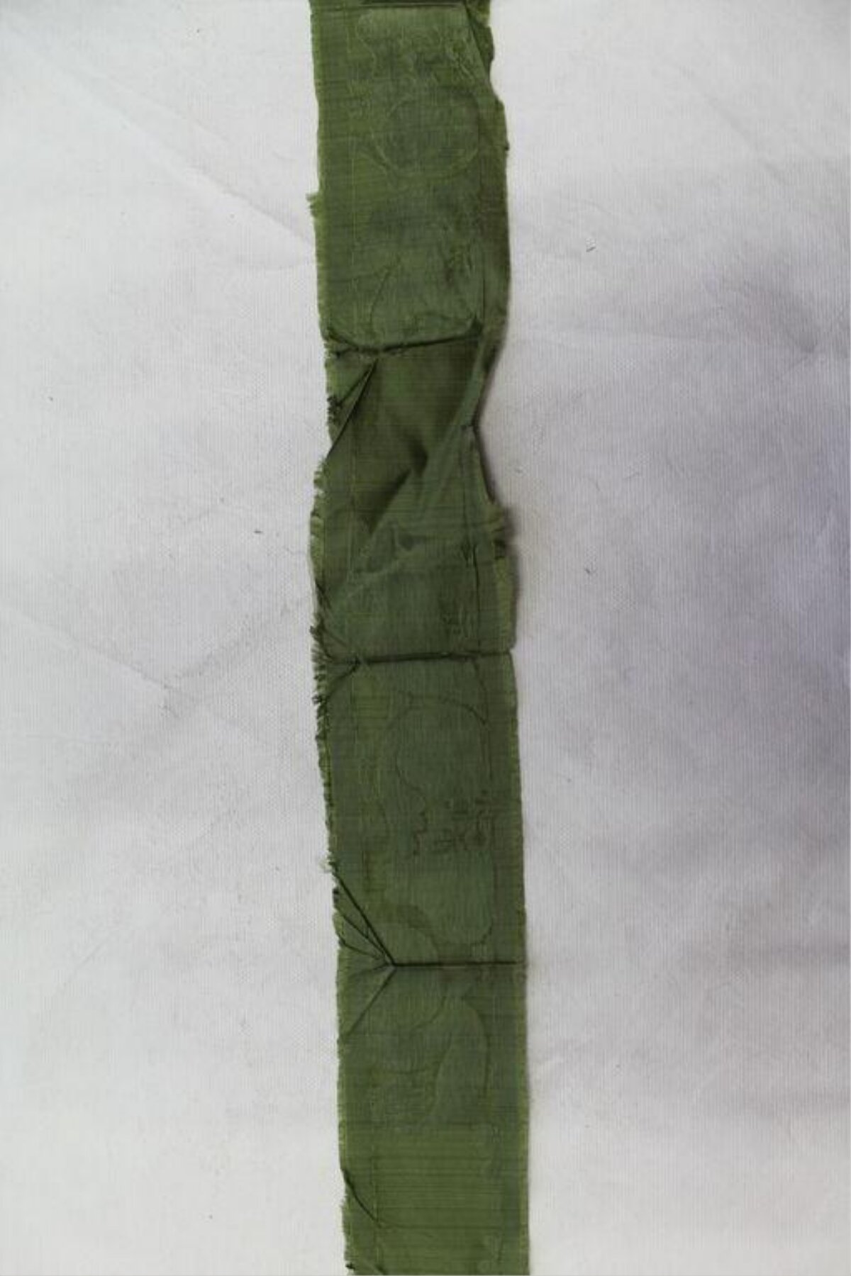 Green Fabric Strip on White Background