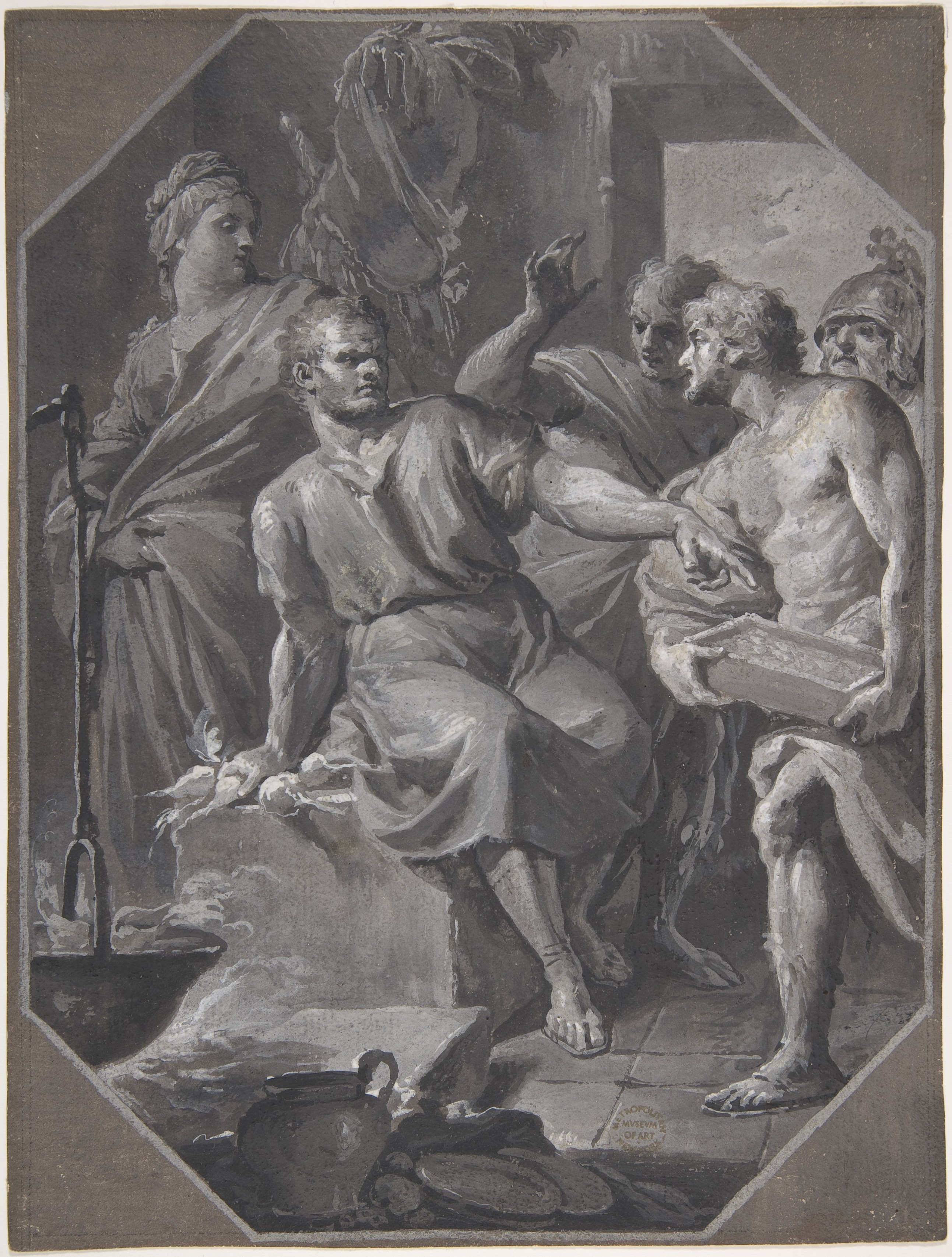 Classical Group Figures Ink Drawing