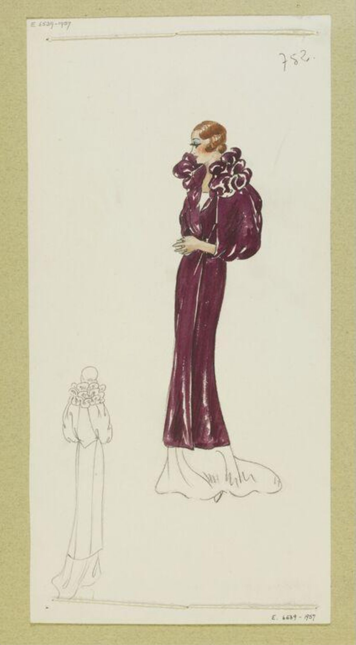 Violet Evening Gown Fashion Sketch