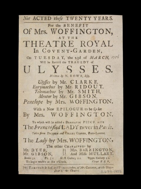 1756 Covent Garden Theatre Playbill