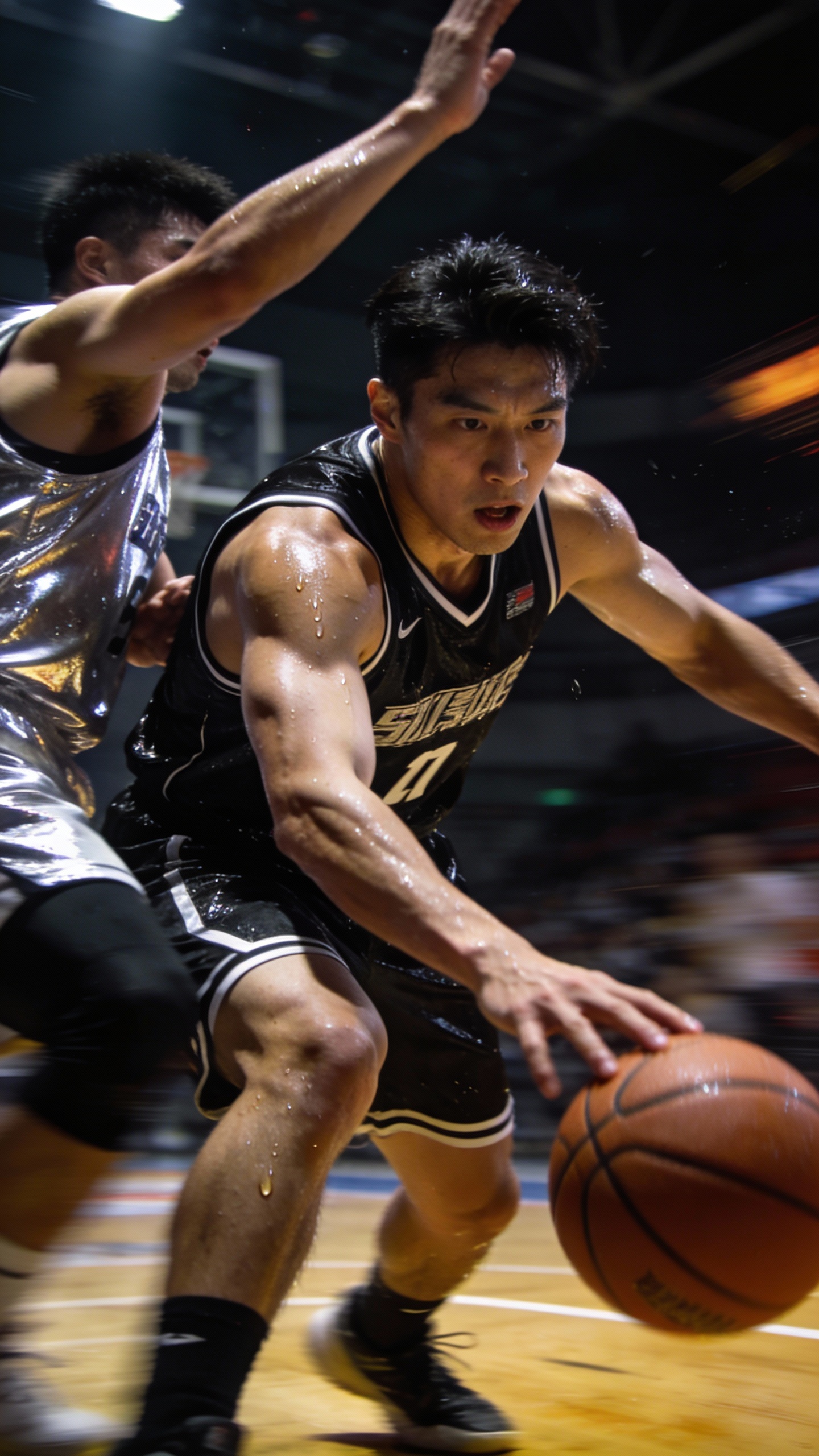 Basketball Player Dribbling During Game