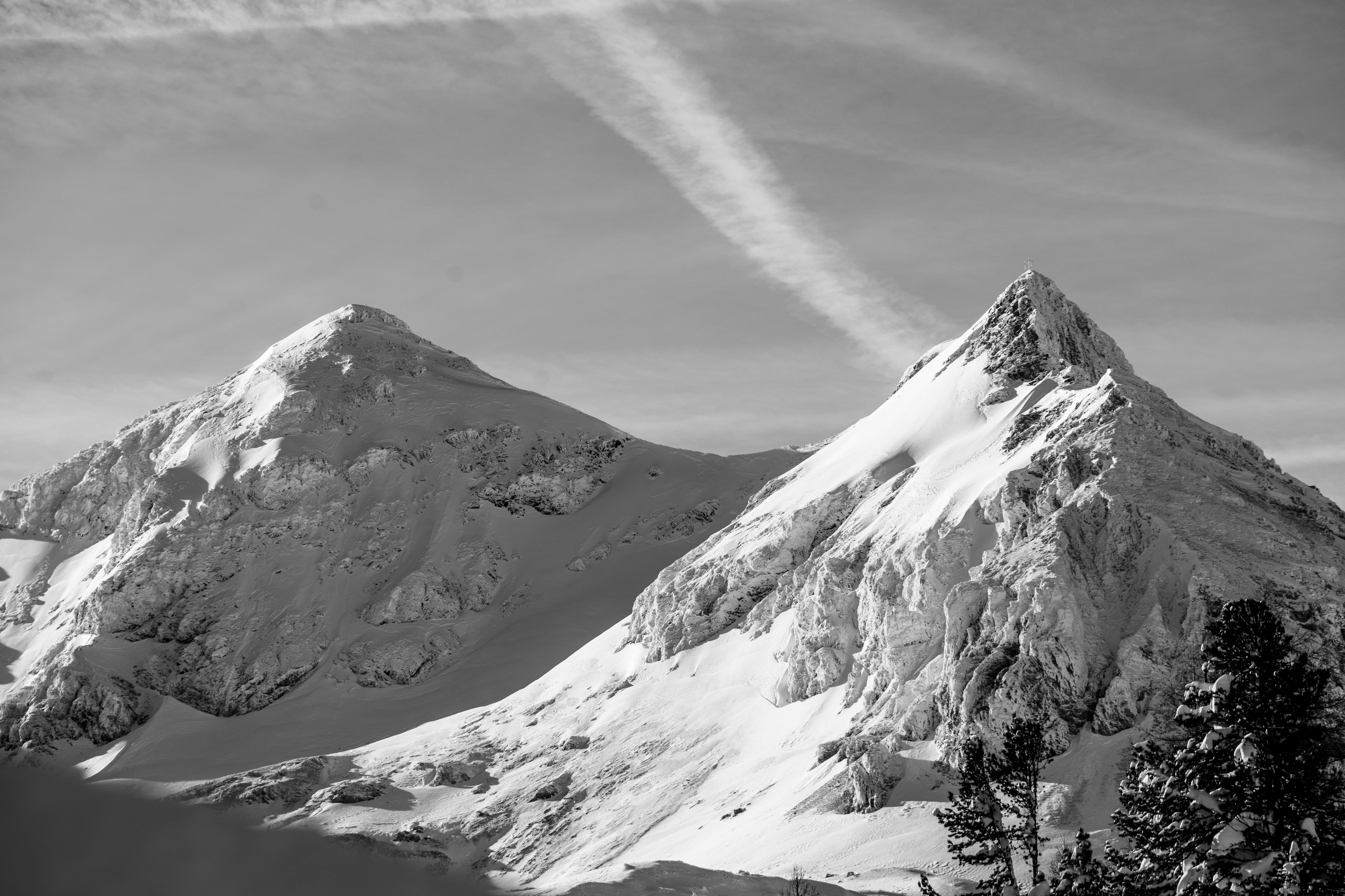 Black and White Snowy Mountains
