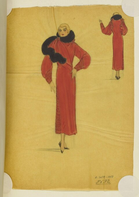 Vintage Red Coat Fashion Sketch