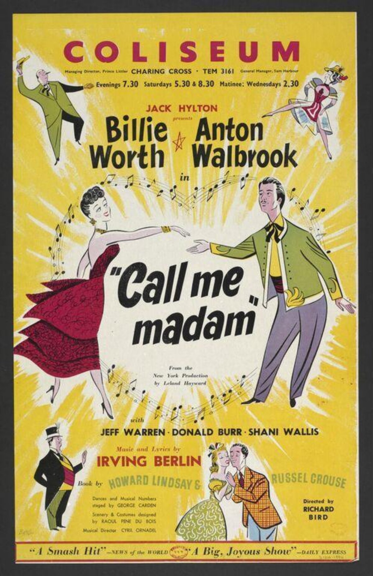 Vintage Call Me Madam Theatre Poster