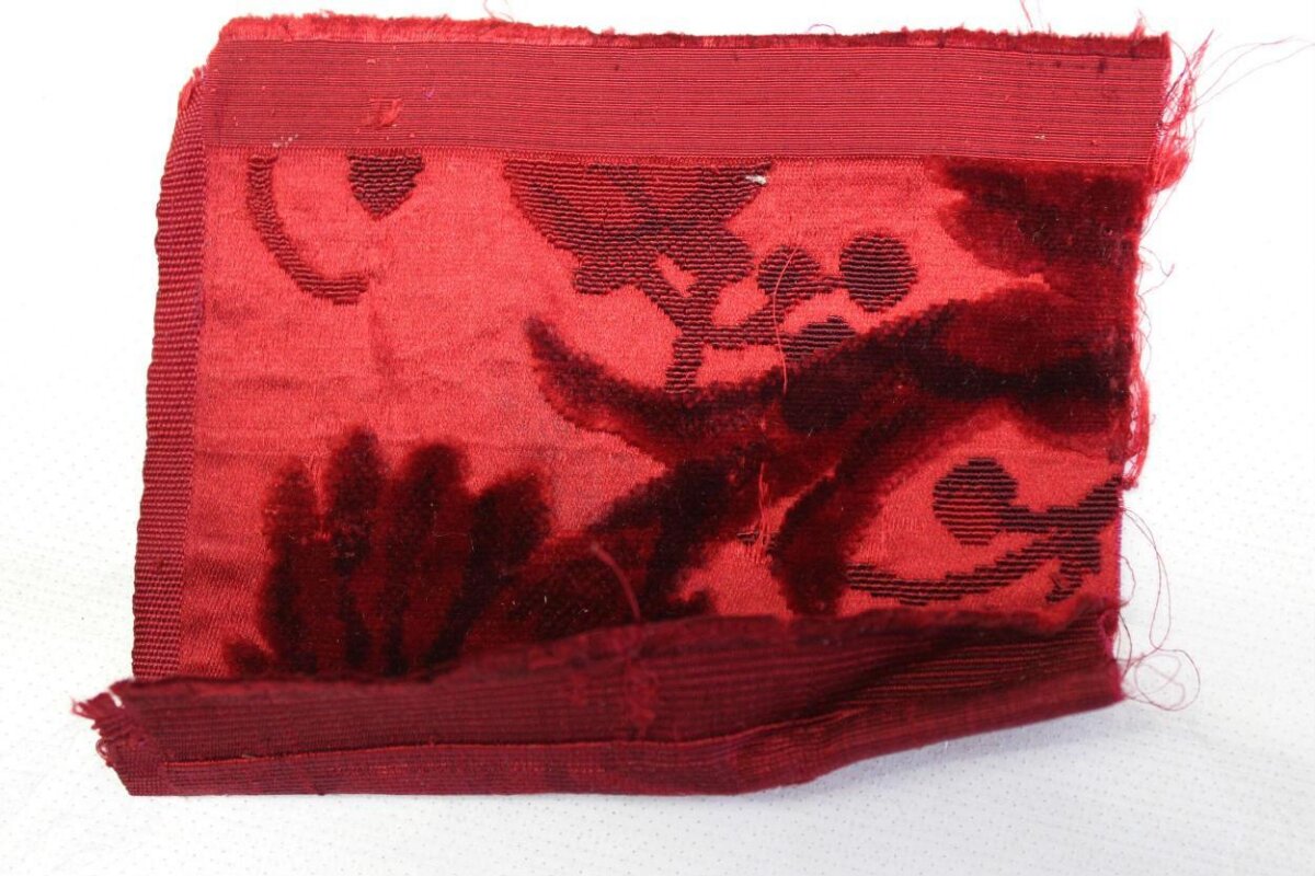 Red Patterned Velvet Fabric Sample