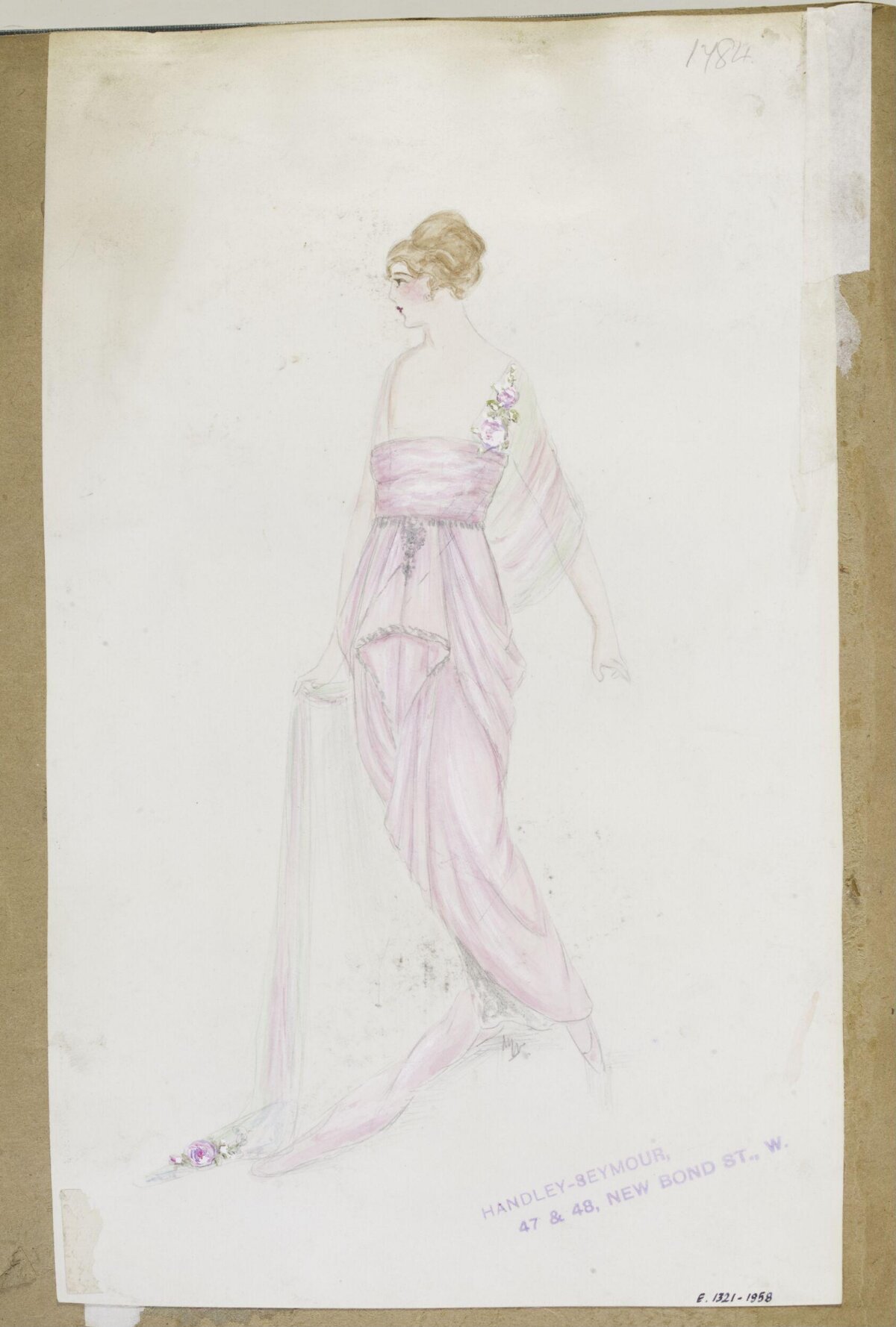 Vintage Pink Gown Fashion Sketch
