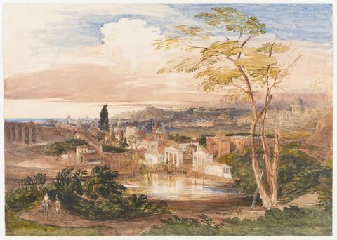 Watercolor View of Rome Cityscape