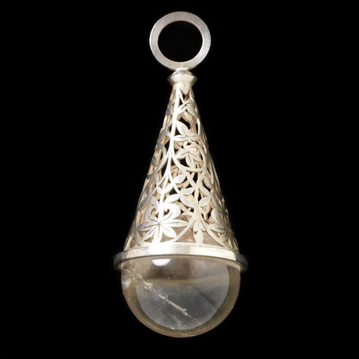 Vintage Silver Openwork Crystal Pendant