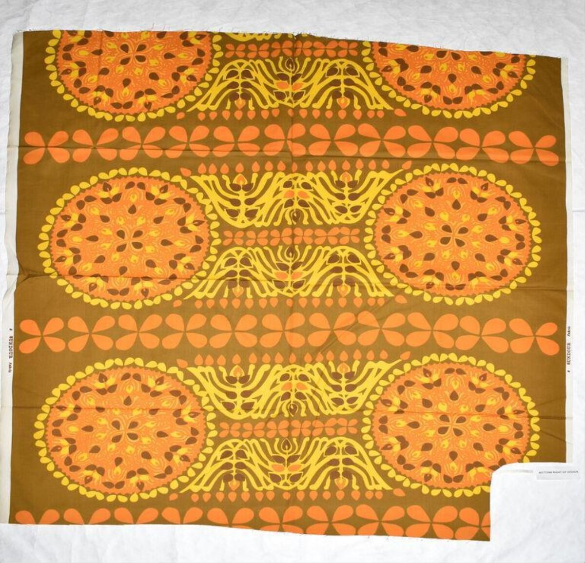 Vintage Orange Brown Patterned Fabric