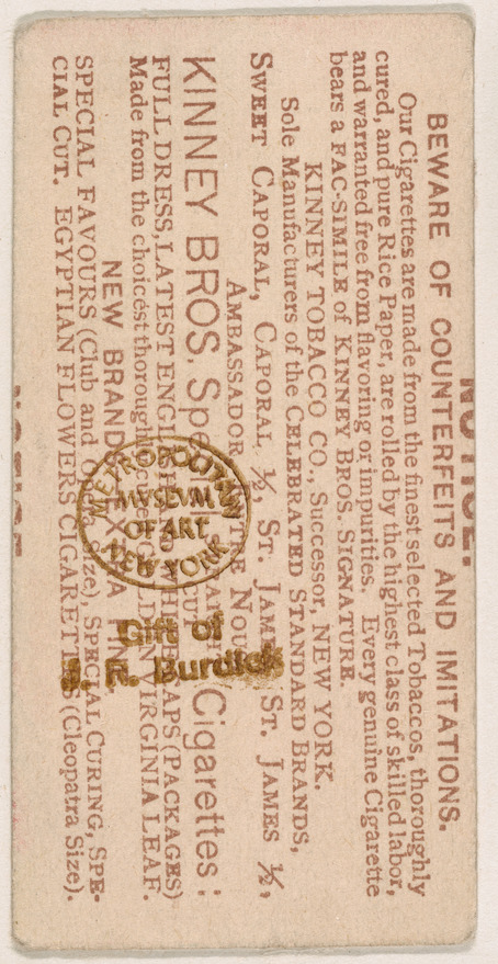 Vintage Kinney Tobacco Cigarette Card