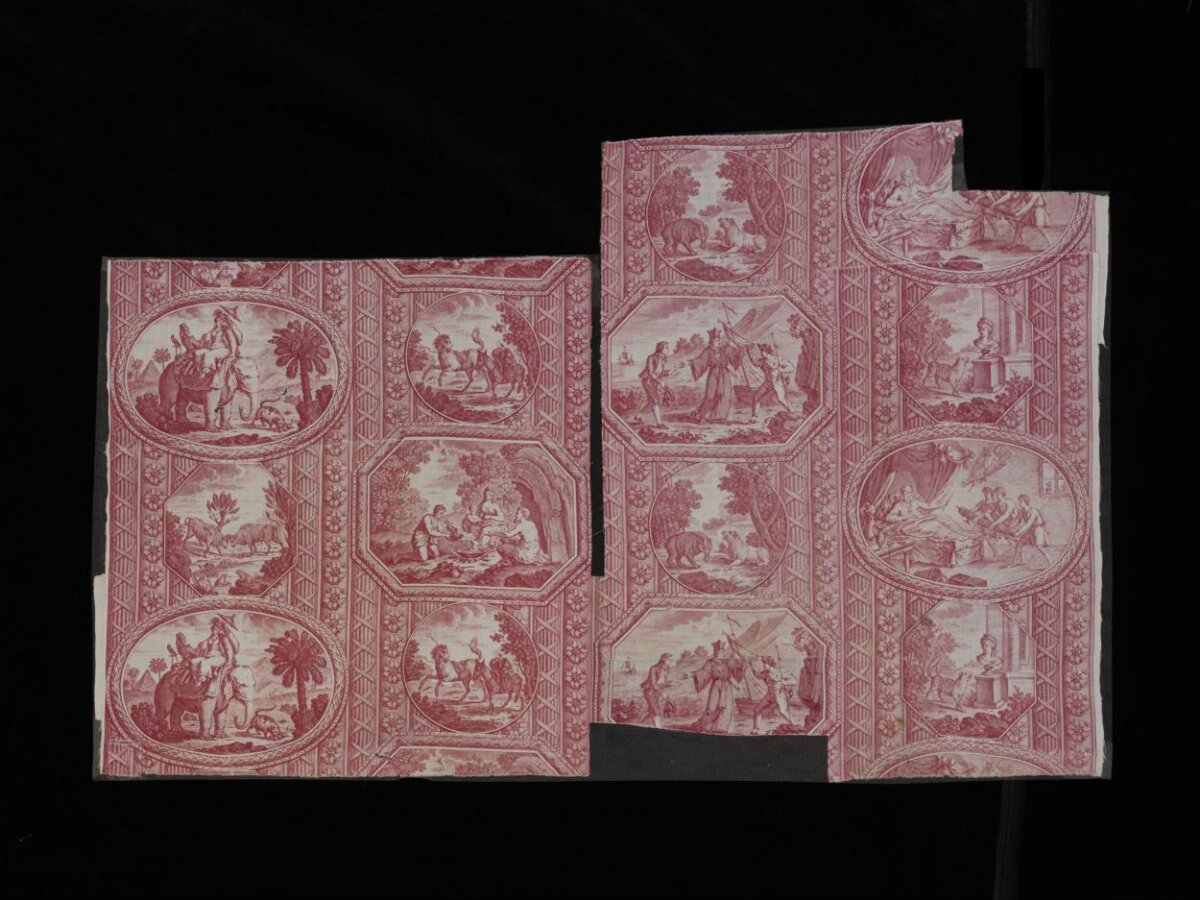 Red Printed Antique Textile Fragments
