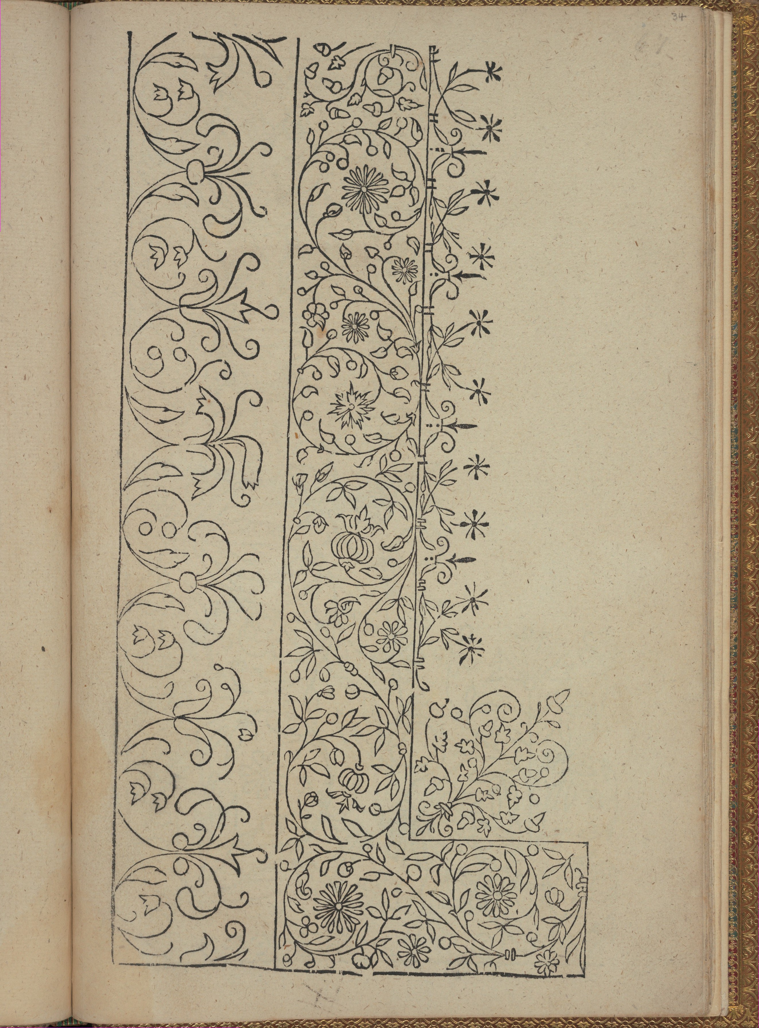 Vintage Floral Border Pattern Sketch