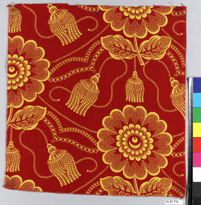 Red Yellow Floral Pattern Textile
