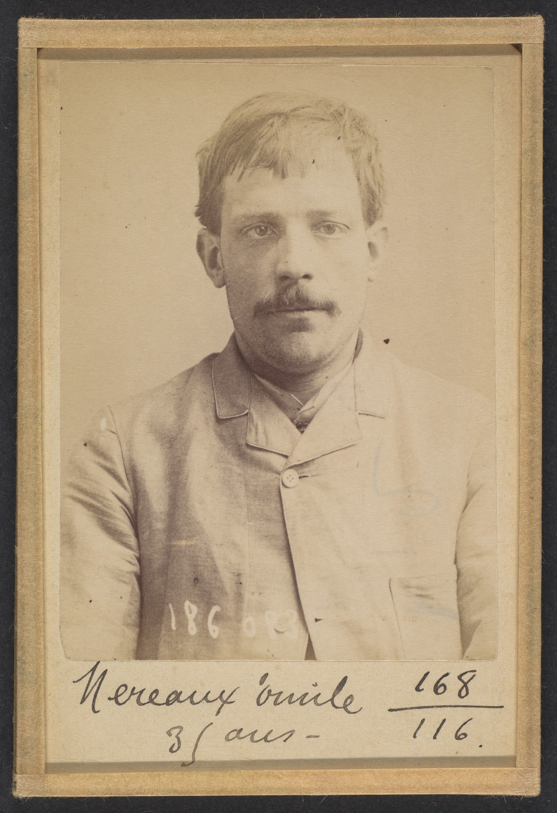 Vintage Mugshot Portrait of Emile Mereaux