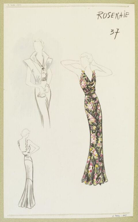 Vintage Evening Gown Fashion Sketches