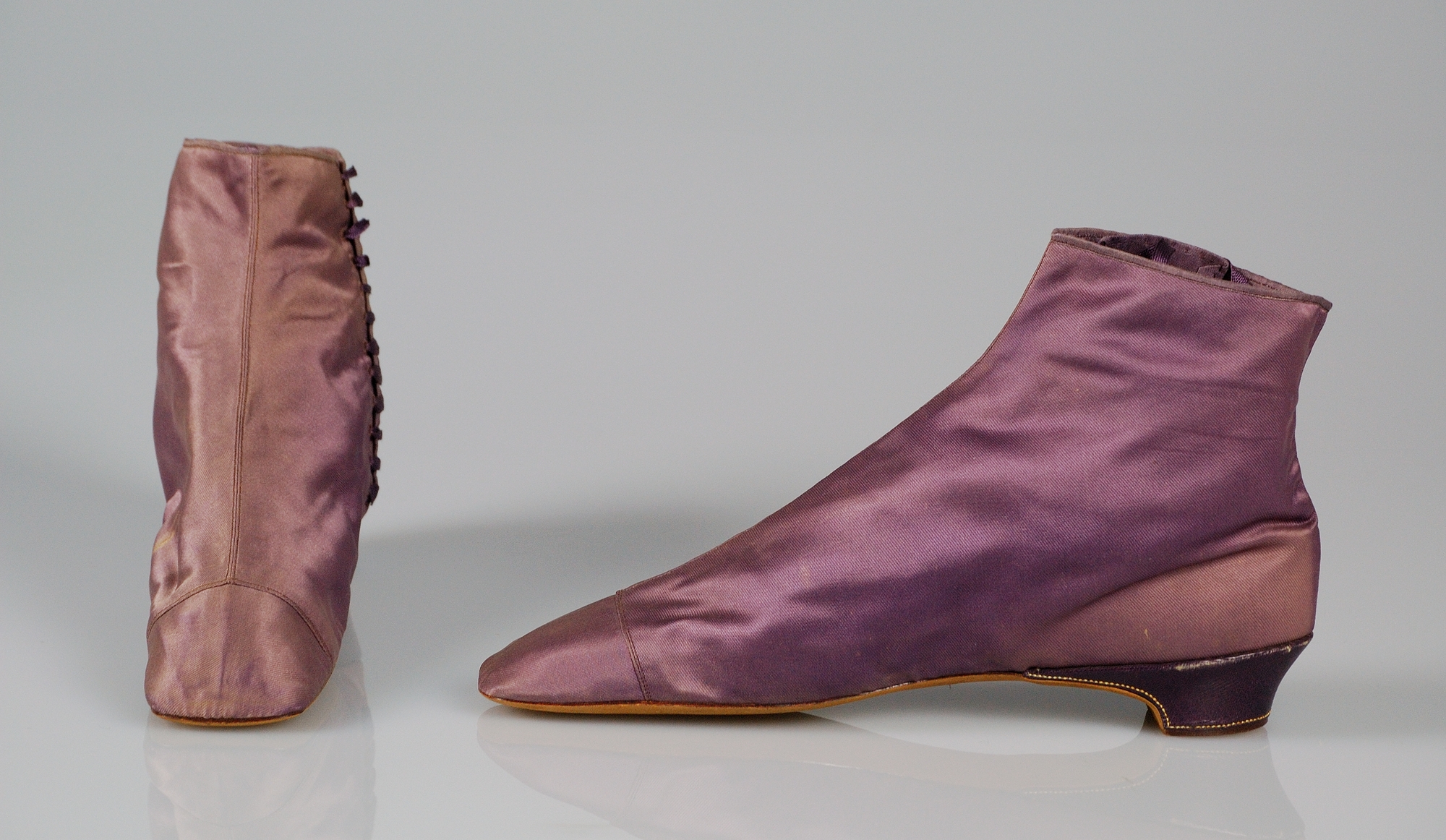 Pair of Vintage Purple Silk Ankle Boots