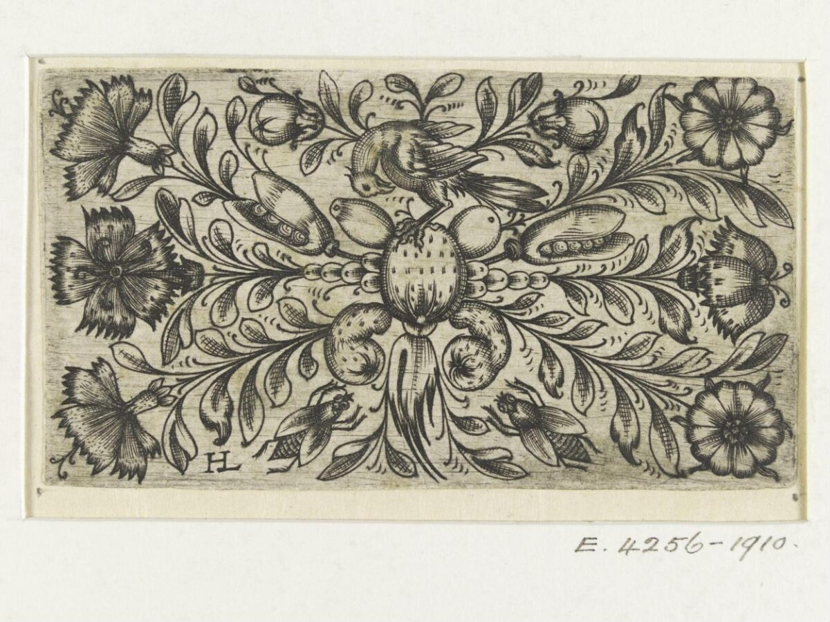Decorative Engraving with Flora and Fauna