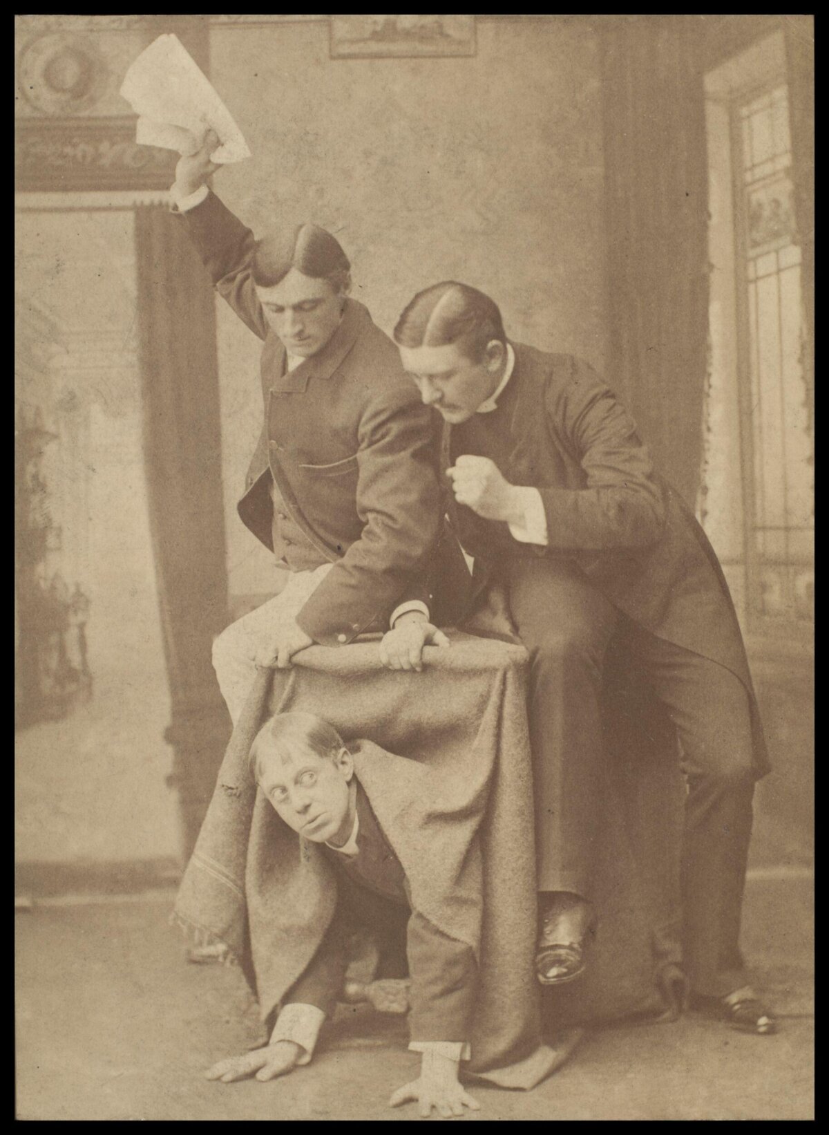 Vintage Three Man Illusion Photo