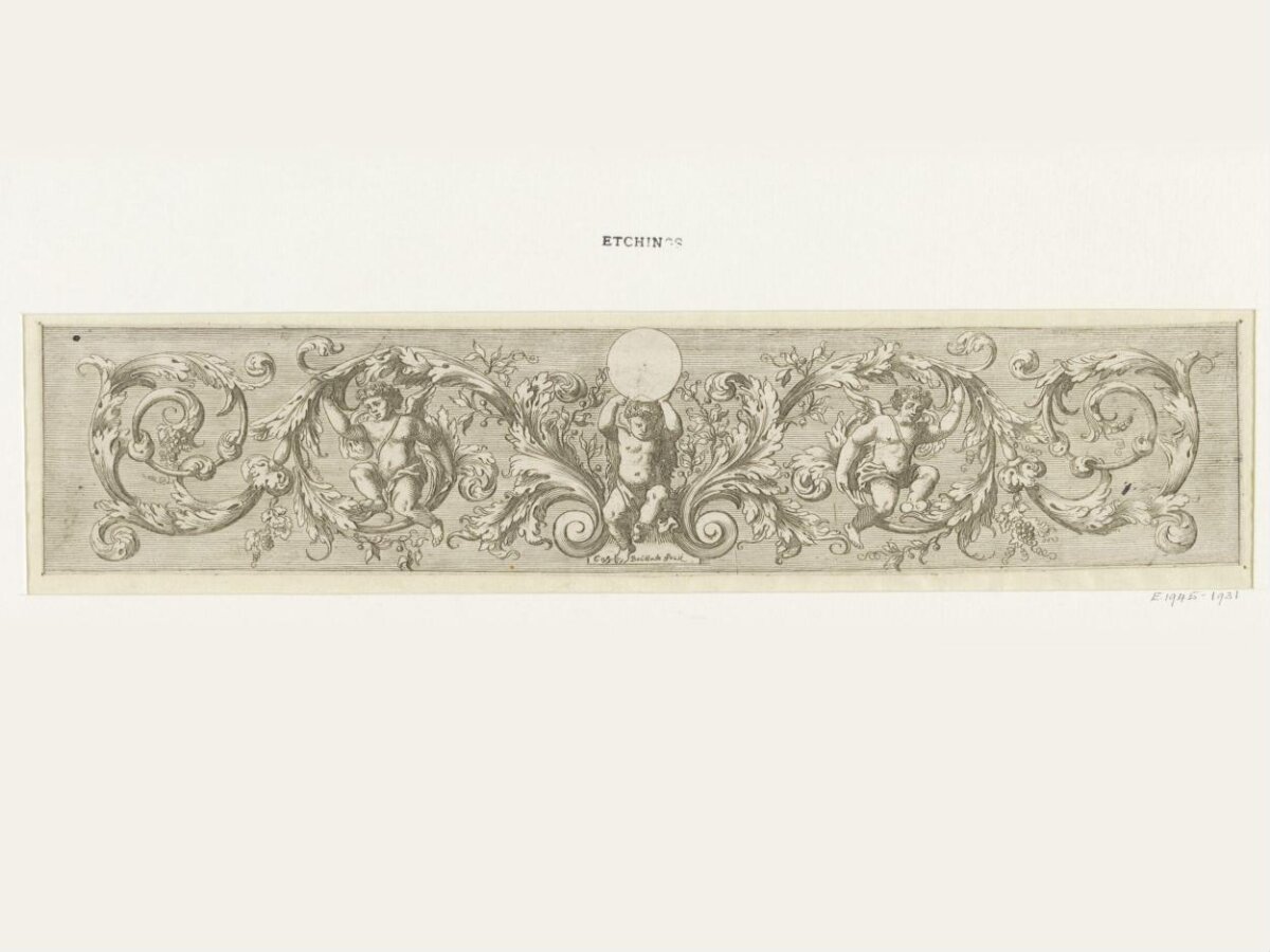 Ornamental Frieze Etching with Cherubs
