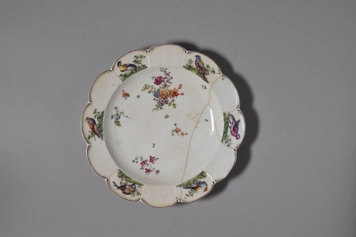 Hand Painted Floral Bird Porcelain Plate