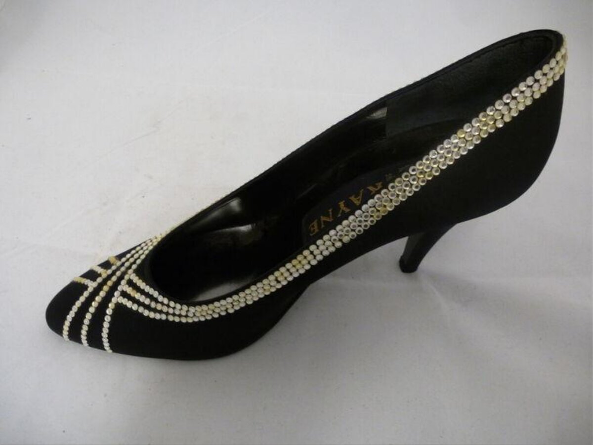 Black Rhinestone High Heel Pump