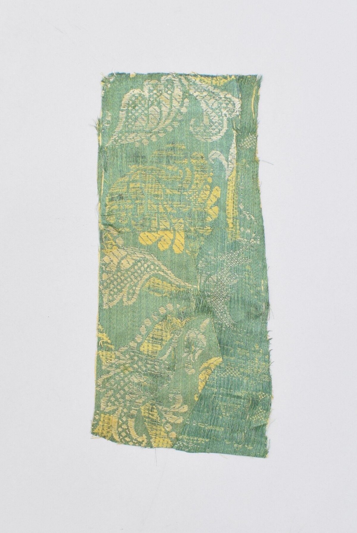 Green Patterned Ancient Silk Fragment