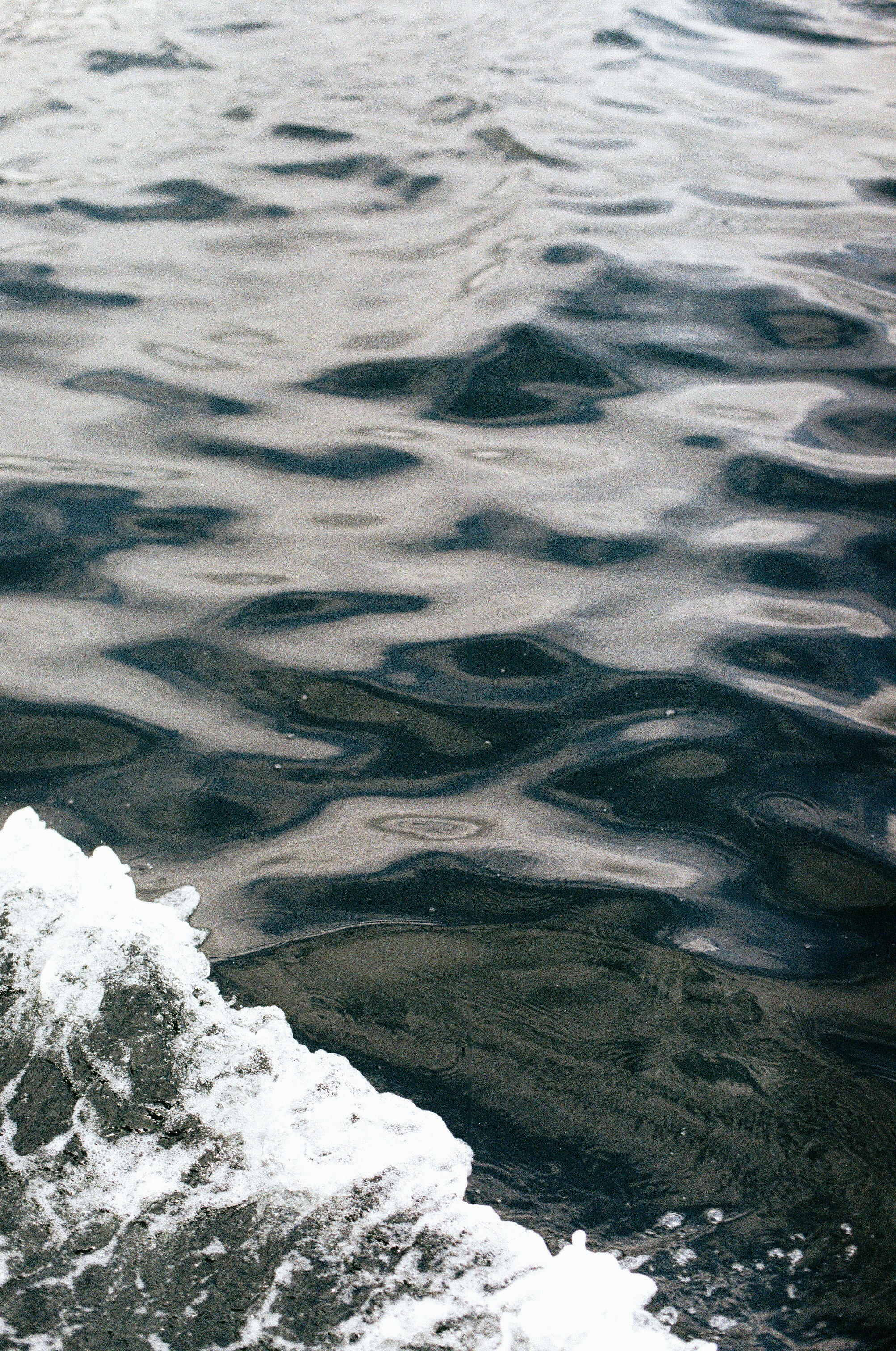 Rippled Water at Snowy Shore