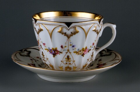 Gilded Floral Teacup and Saucer