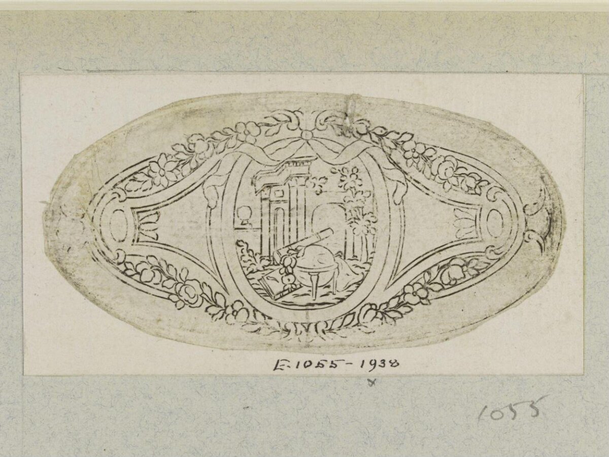 Oval Ornamental Pen and Ink Sketch