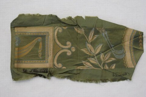 Antique Green Patterned Textile Fragment