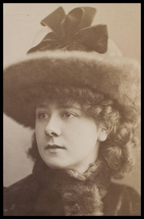 Vintage Portrait of Woman in Fur Hat